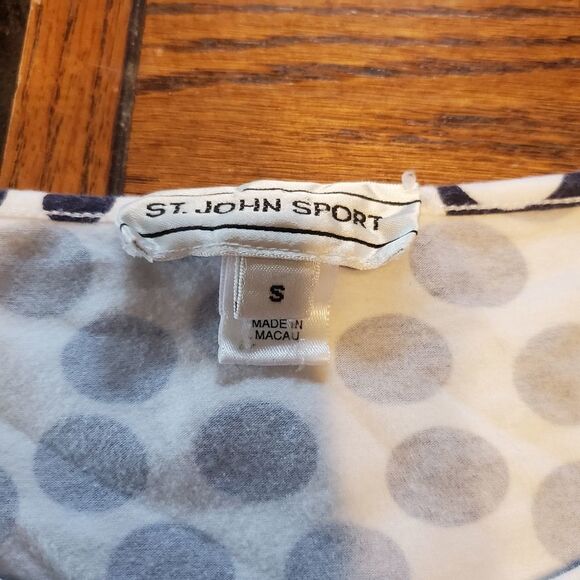 Vintage St John Sport blue&white polkadot swirl to - Picture 3 of 3